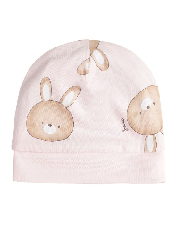 Girls Pink Printed Pure Cotton Cap image number 1
